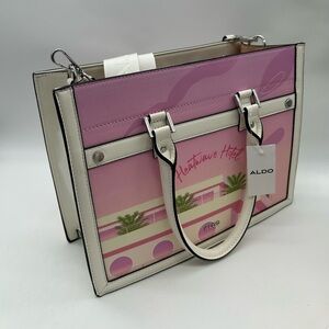 Aldo Heatwave Hotel Tote Bag – Pink & White Graphic Print – New With Tag